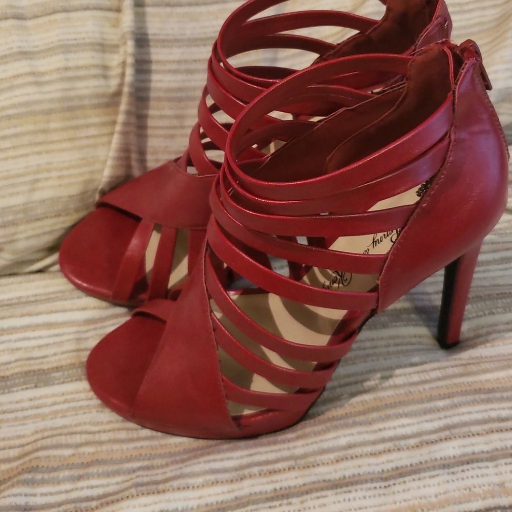 Red strappy heels
